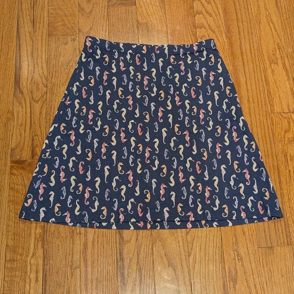 J. Jill Coastal nautical Grandma Seahorse Nautical Skirt with Pockets XS